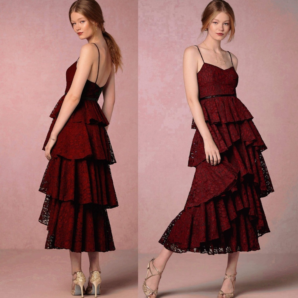 π₯ Anthropologie BHLDN Ruby Wine Dress - Picture 4 of 7